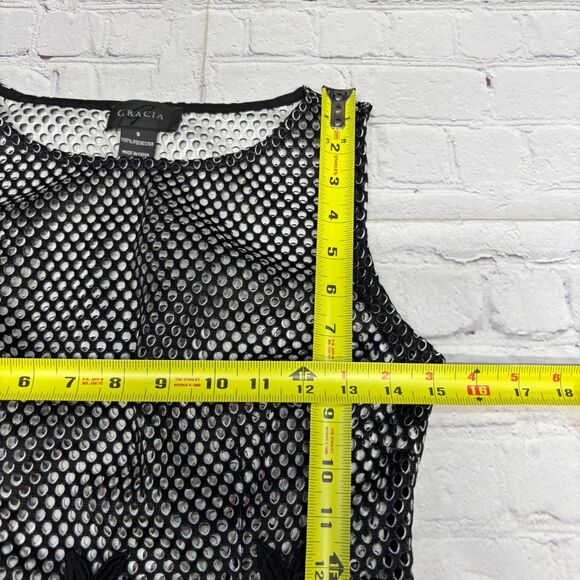 Gracia Women Laser Cut Sleeveless Top Blouse Size Small Black Peplum D064 -11 - Picture 4 of 14